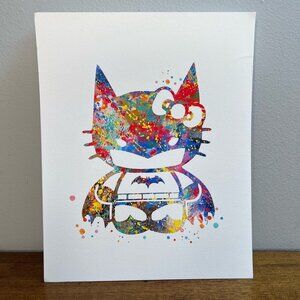 Hello Kitty Bat Girl Watercolor Art print 8x10 NEW N172